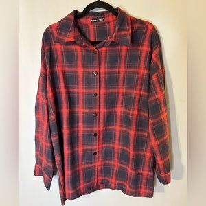 Shein Large Oversized Red and Blue Flannel